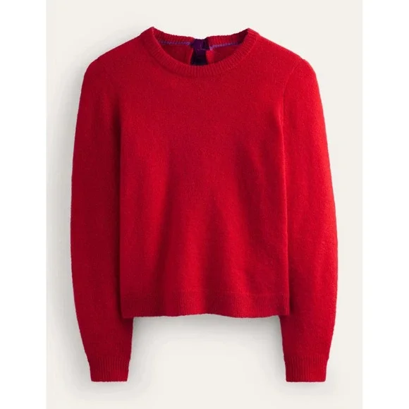 Boden Red Fluffy Bow Back Jumper Sweater Velvet Tie Women's Size XS - Picture 3 of 14